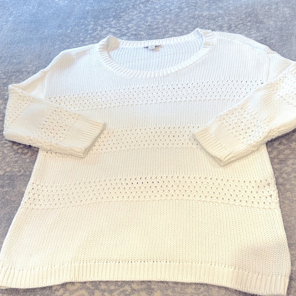 GAP pure white Knit Crew Neck Sweater